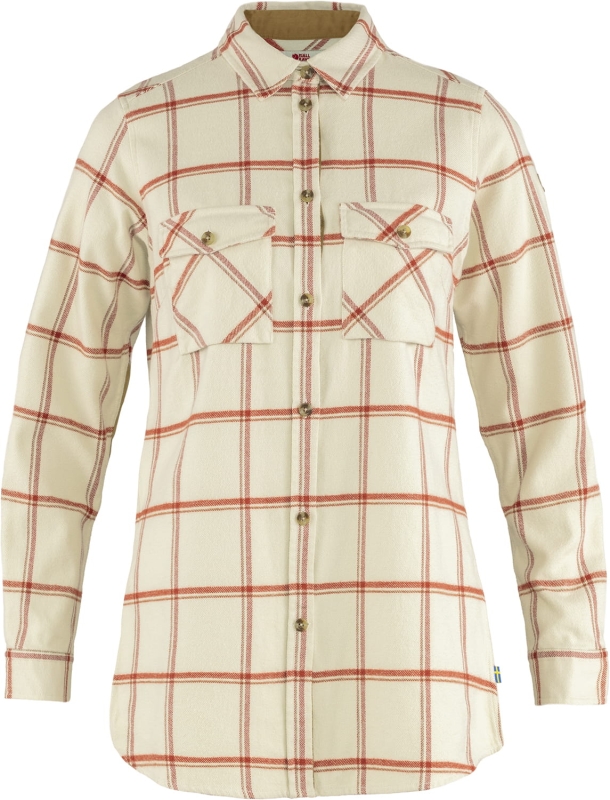 Ovik Twill Shirt LS W, kolor: 113-321 - Chalk White-Cabin Red