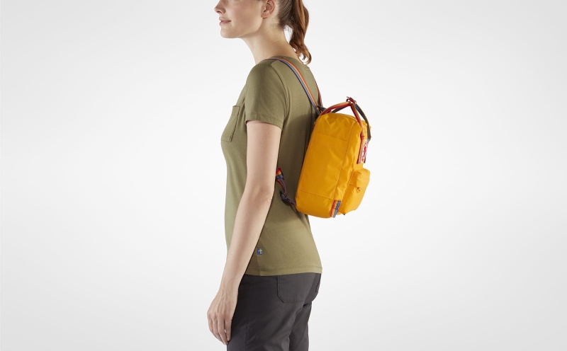 Kanken Rainbow Mini, kolor: 141-907 Warm Yellow-Rainbow Pattern