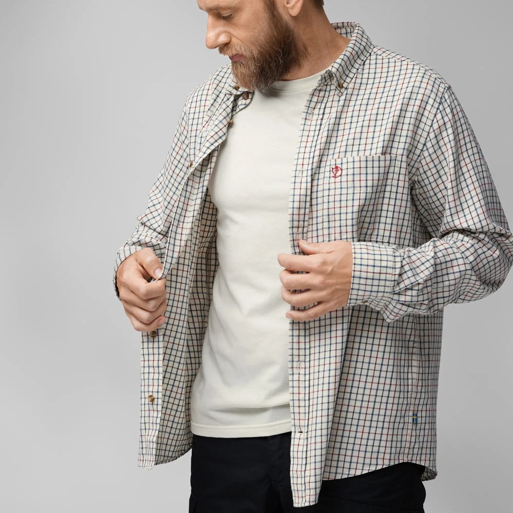 Sormland Lite Flannel Shirt, kolor: 113-555 - Chalk White-Dark Navy