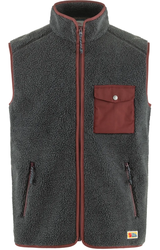 Vardag Pile Fleece Vest, kolor: 030-352 - Dark Grey-Maroon