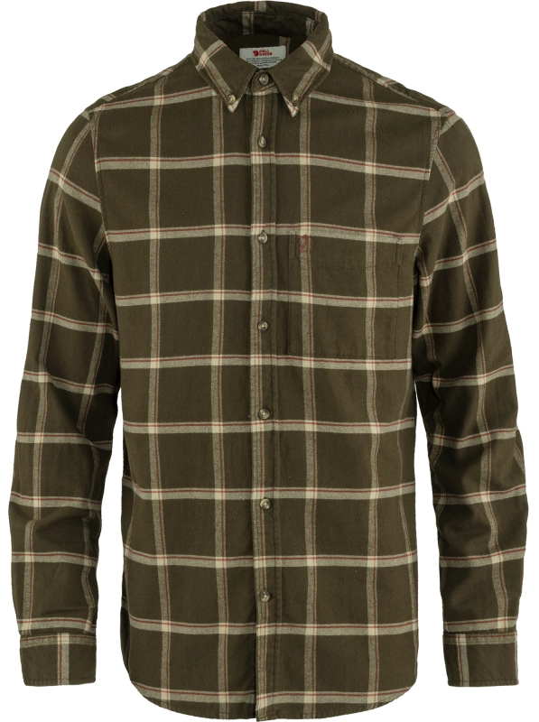 Ovik Comfort Flannel Shirt, kolor: 633-195 - Dark Olive-Dark Sand