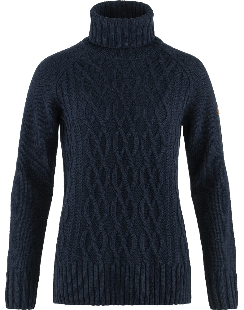 Ovik Cable Knit Roller Neck W, kolor: 555 - Dark Navy