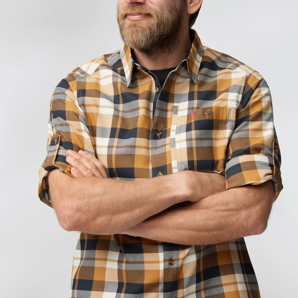 Fjallglim Shirt, kolor: 232-555 - Buckwheat Brown - Dark Navy