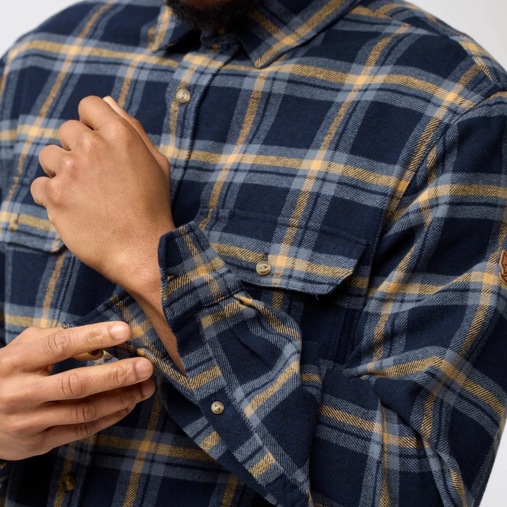 Ovik Heavy Flannel Shirt, kolor: 555-232 - Dark Navy - Buckwheat Brown - 6