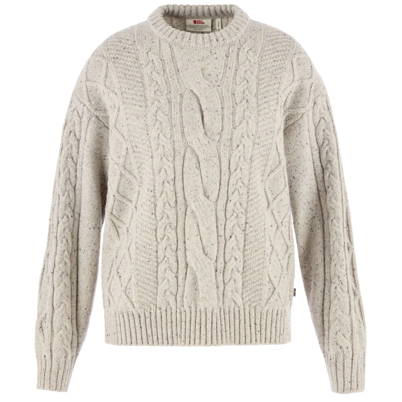 Ovik Cable Knit W | 113 White Chalk -1