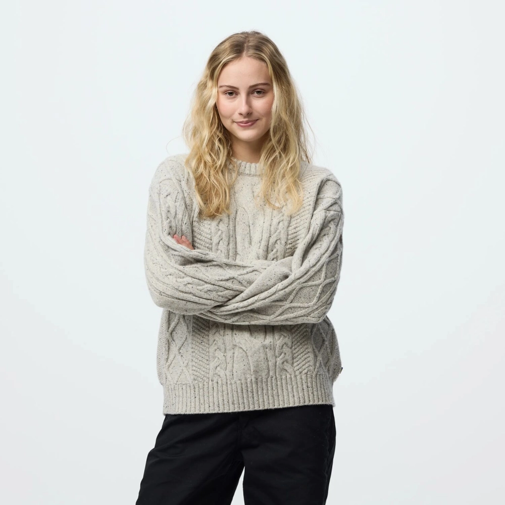 Ovik Cable Knit W | 113 White Chalk -3