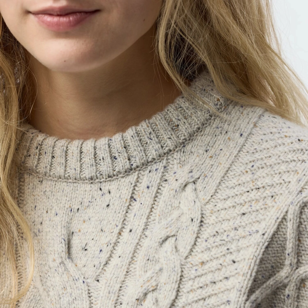 Ovik Cable Knit W | 113 White Chalk -4