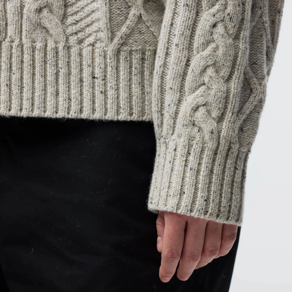 Ovik Cable Knit W | 113 White Chalk -5