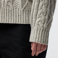 Ovik Cable Knit W | 113 White Chalk -5