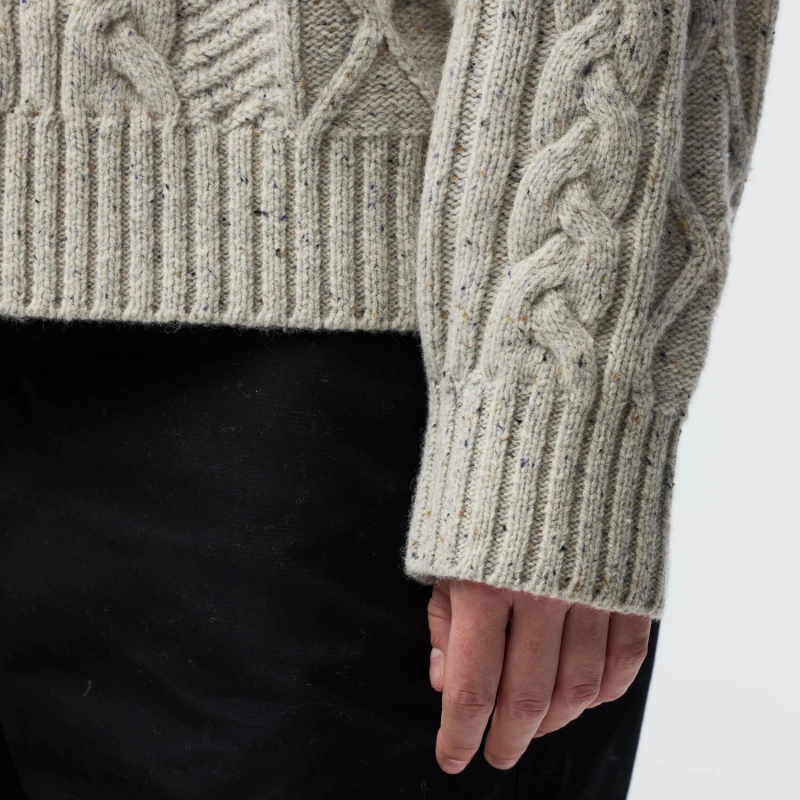 Ovik Cable Knit W | 113 White Chalk -5