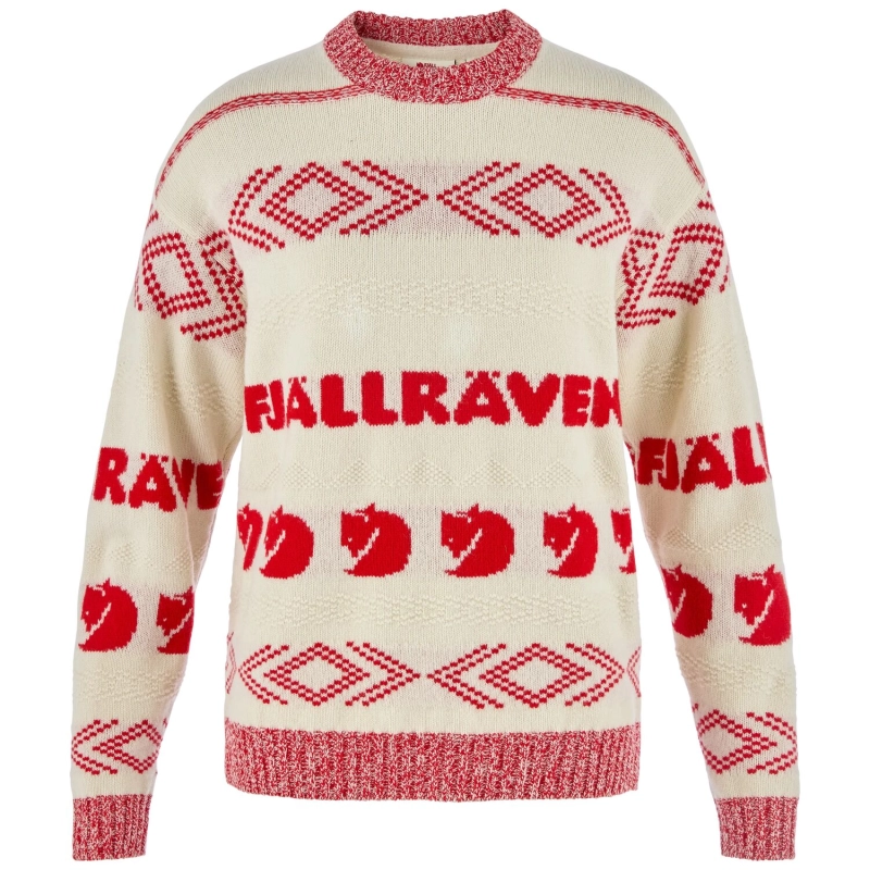 Fjallraven Jacquard Knit W | 113-334 Chalk White/True Red -1