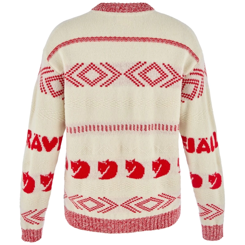 Fjallraven Jacquard Knit W | 113-334 Chalk White/True Red -2