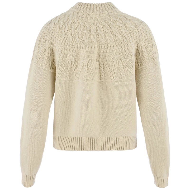 Ovik Solid Jacquard Knit W | 191 Light Beige -2