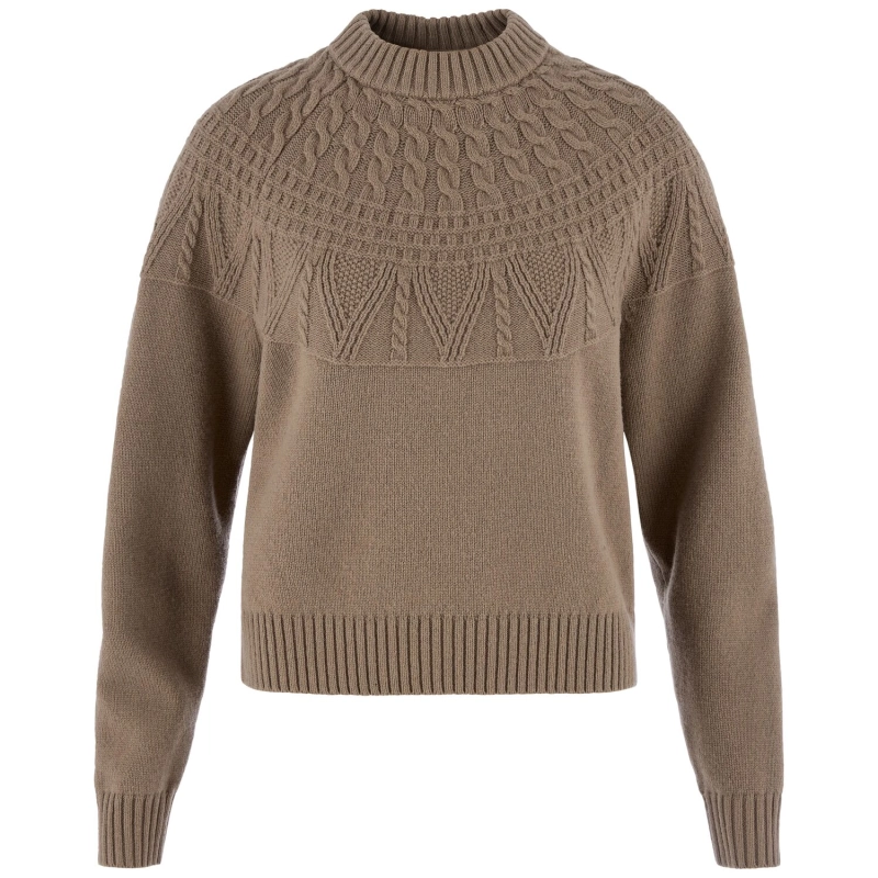 Ovik Solid Jacquard Knit W | 244 Suede Brown -1