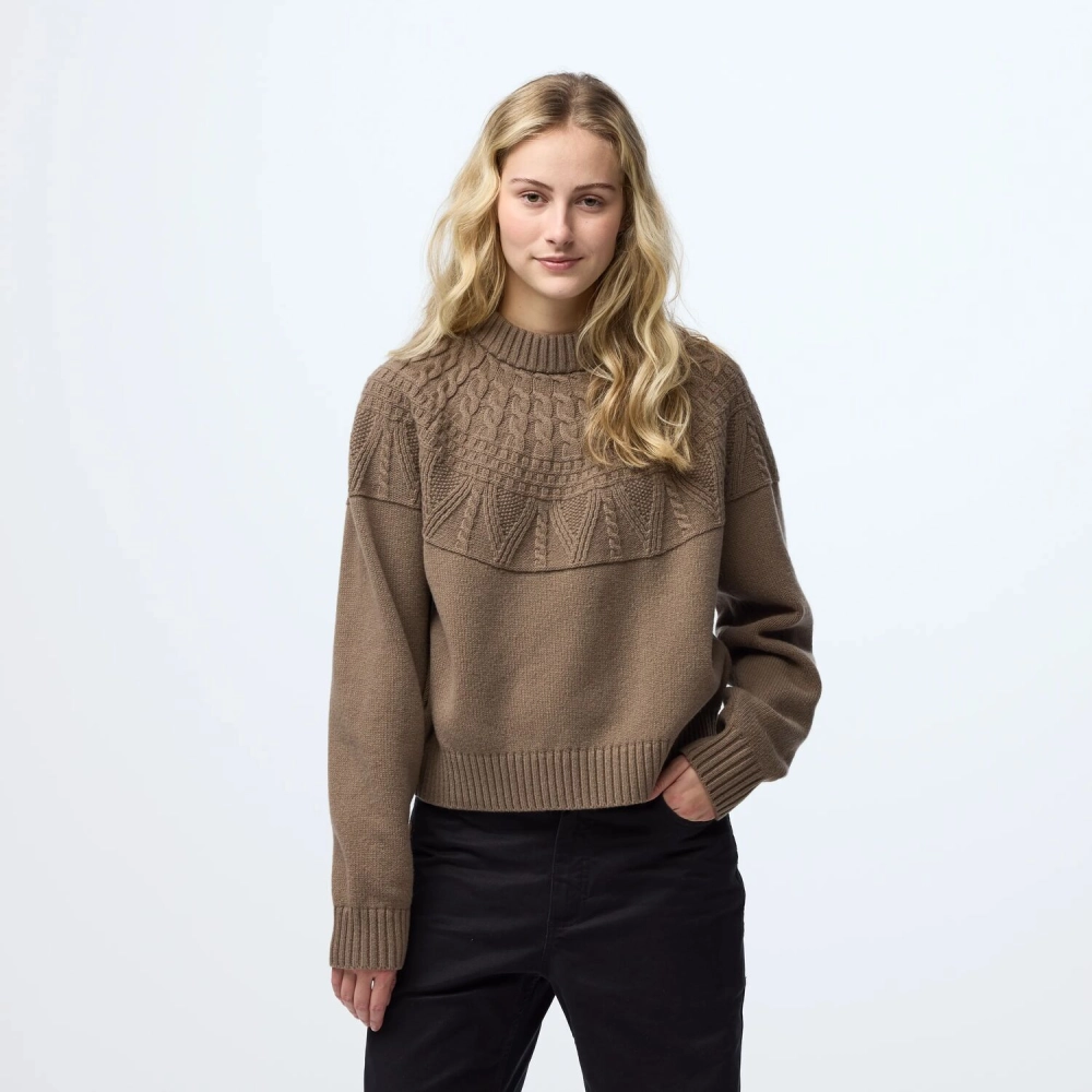 Ovik Solid Jacquard Knit W | 244 Suede Brown -3