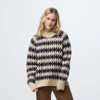 Ovik Jacquard Knit W | 191-555 Light Beige/Dark Navy -3