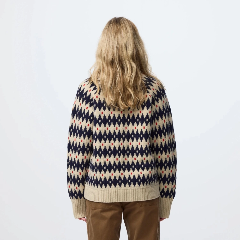 Ovik Jacquard Knit W | 191-555 Light Beige/Dark Navy -4