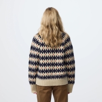 Ovik Jacquard Knit W | 191-555 Light Beige/Dark Navy -4