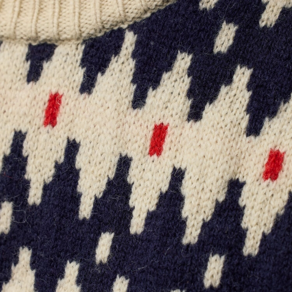 Ovik Jacquard Knit W | 191-555 Light Beige/Dark Navy -5