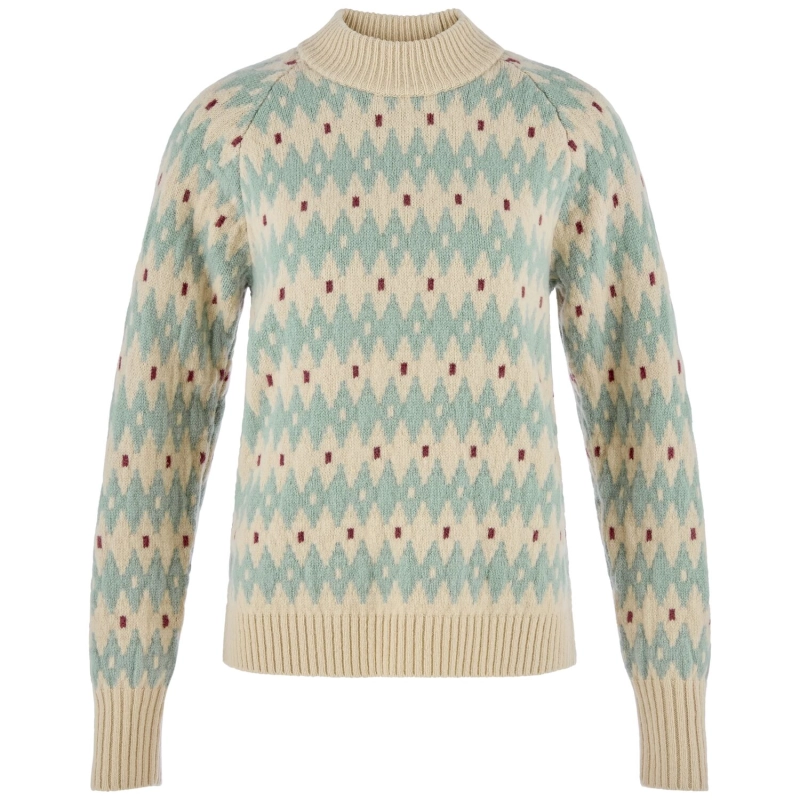 Ovik Jacquard Knit W | 191-674 Light Beige/Misty Green -1
