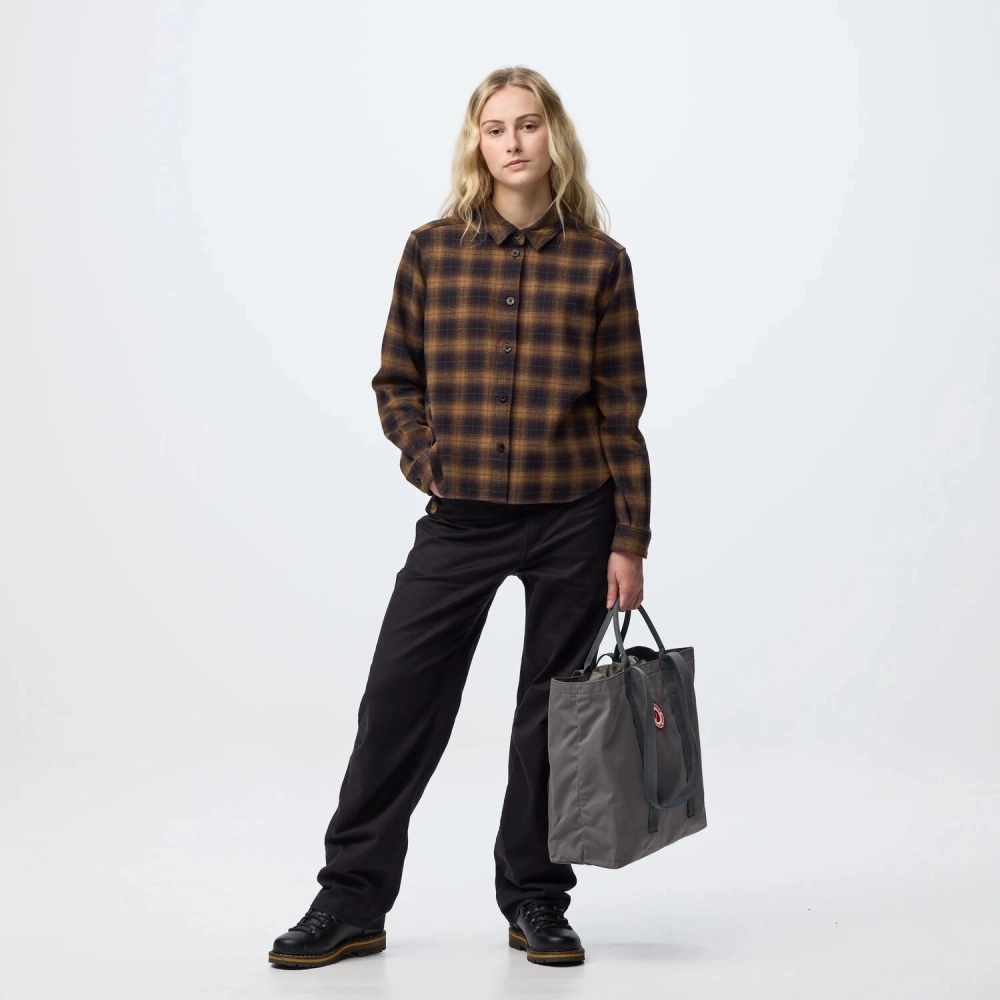 Ovik Boxy Flannel Shirt W | 550-265 - Black Wood/Brown -3