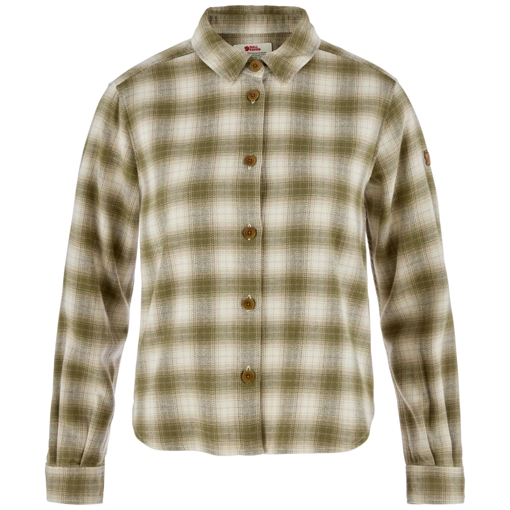 Ovik Boxy Flannel Shirt W | 620-113 - Green/Chalk White -1