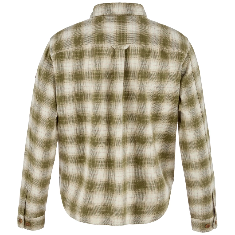Ovik Boxy Flannel Shirt W | 620-113 - Green/Chalk White -2