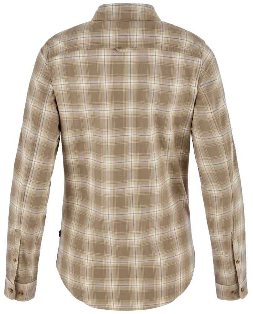 Ovik Flannel Shirt LS W, kolor: 113-244 -Chalk White-Suede Brown