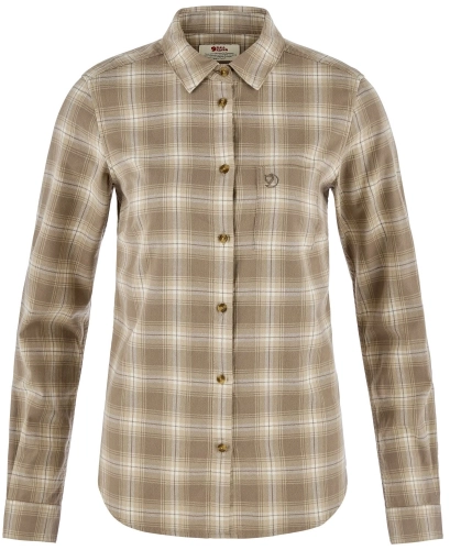 Ovik Flannel Shirt LS W, kolor: 113-244 -Chalk White-Suede Brown