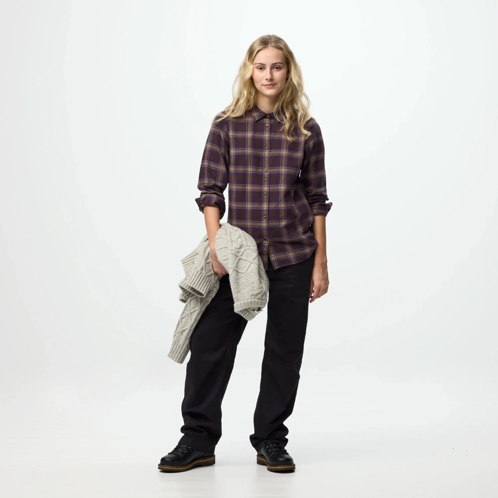 Ovik Classic Flannel Shirt W | 294-425 Black Oak / Dark Violet