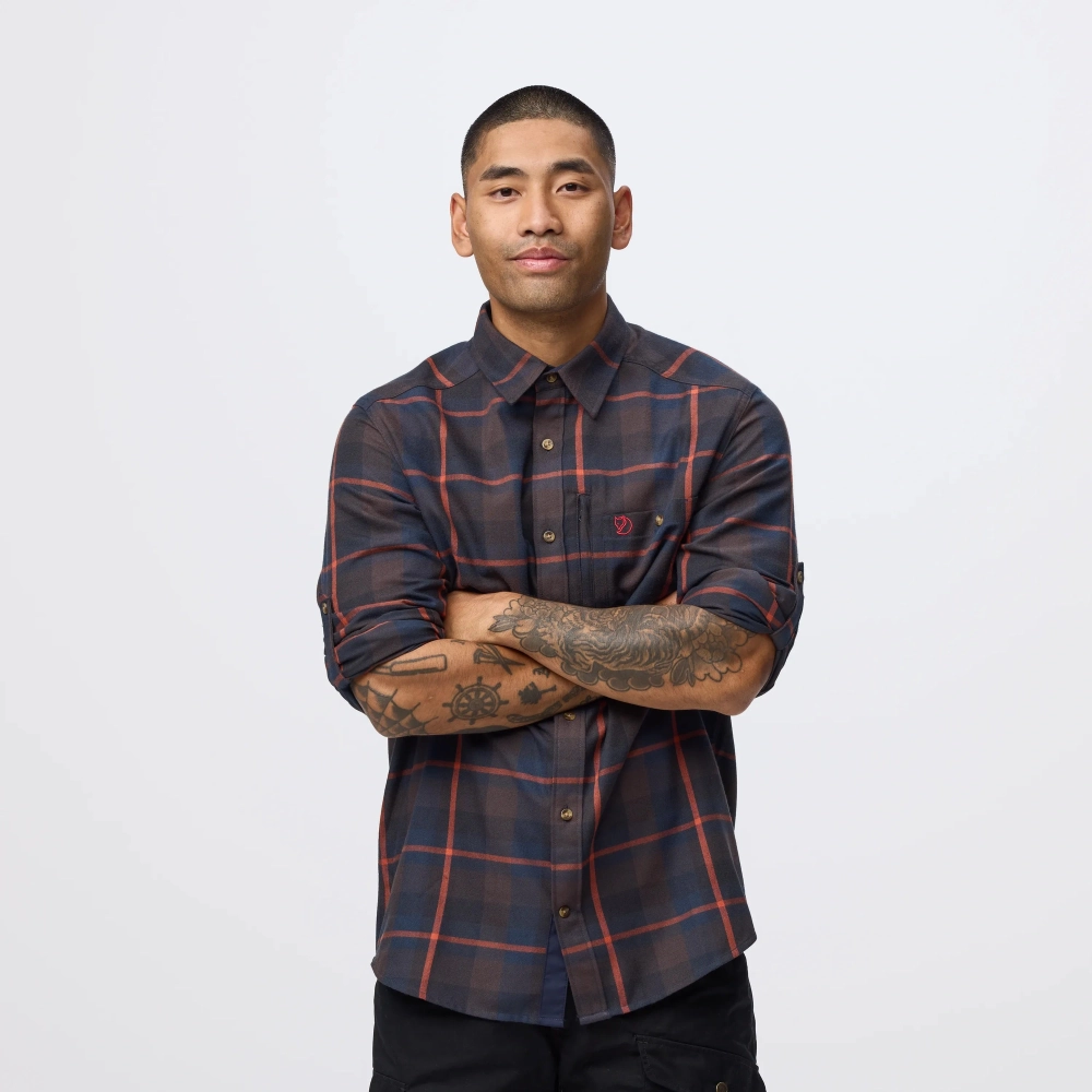 Fjallglim Regular Shirt M, kolor: 294-215 -Black Oak / Autumn Leaf