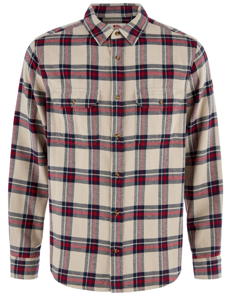 Ovik Heavy Flannel Shirt, kolor: 114-325 Light Fossil/Deep Red