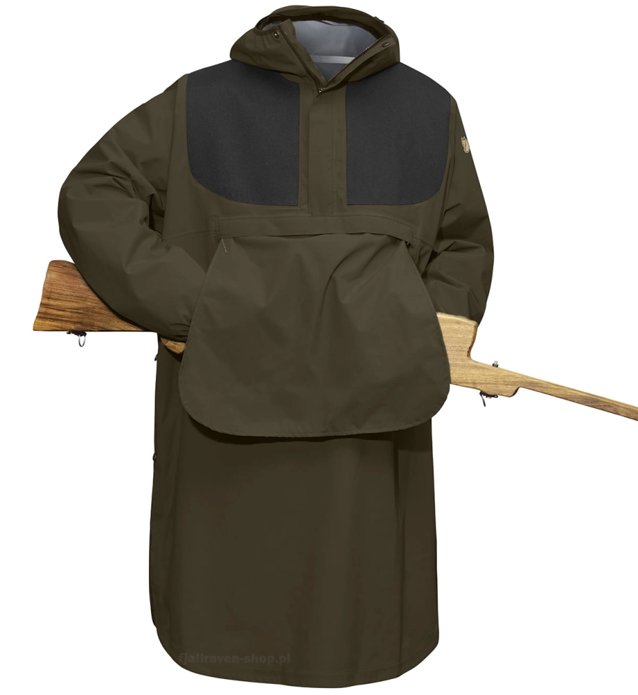 Hunting Eco-Shell Poncho Fjallraven, kolor: 633-030 Dark Olive/Dark Grey.